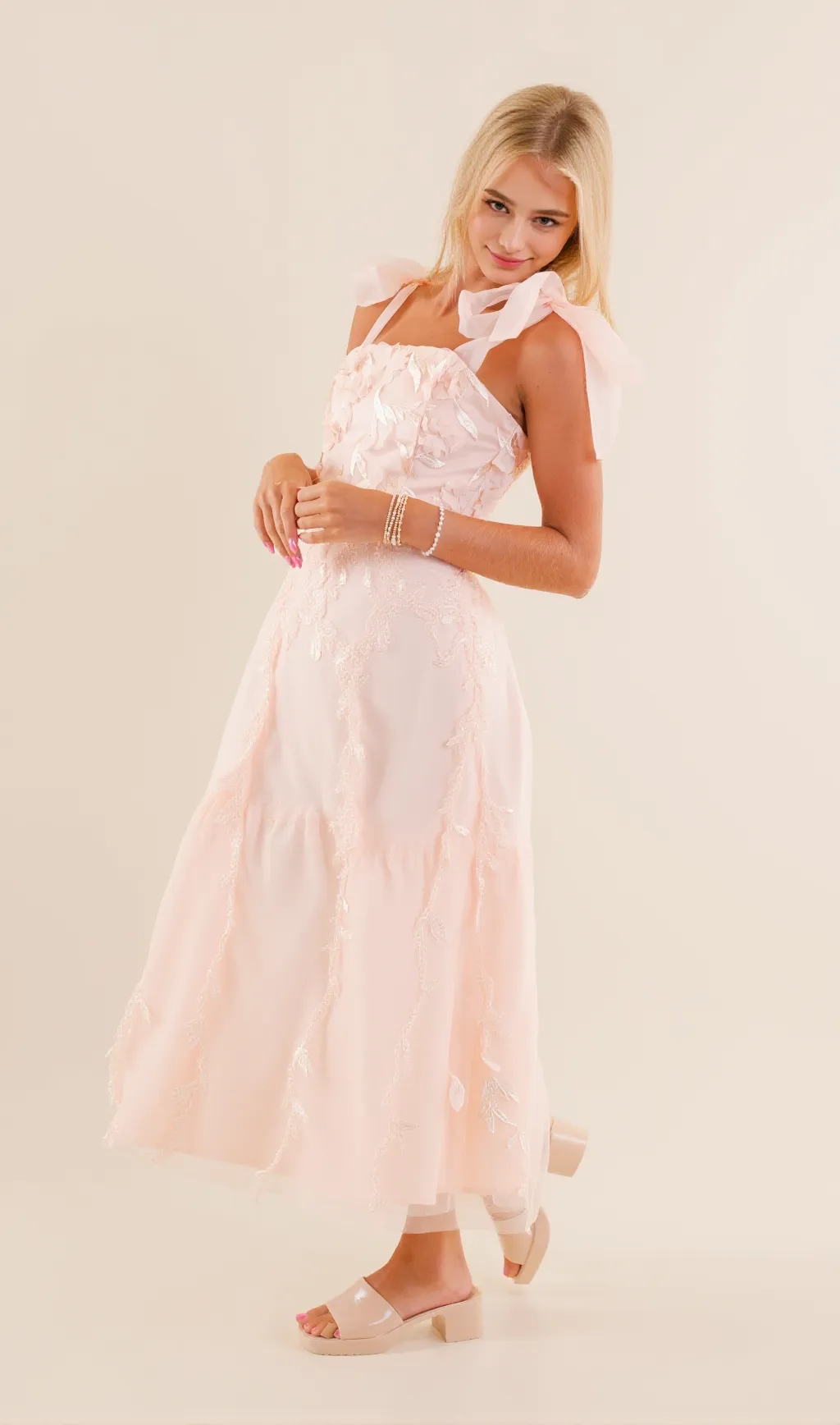 Absolute Elegance 3D Flower Midi Dress