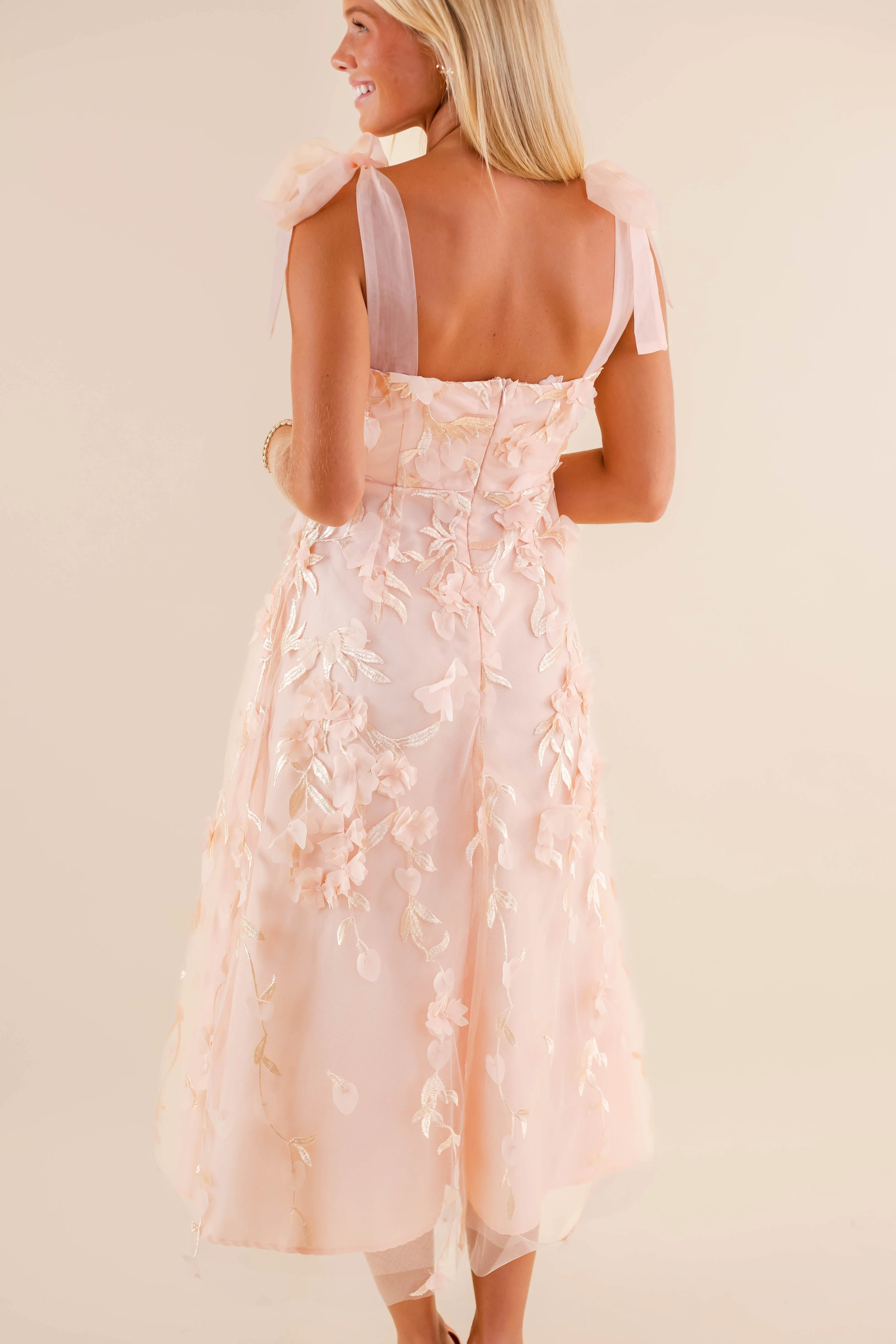 Absolute Elegance 3D Flower Midi Dress