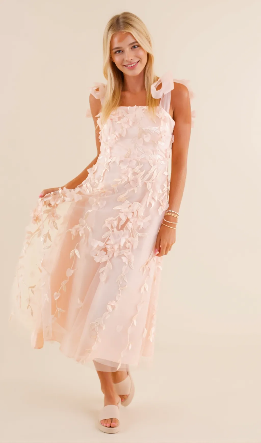 Absolute Elegance 3D Flower Midi Dress