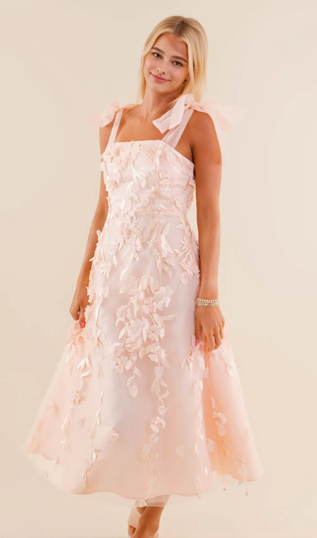 Absolute Elegance 3D Flower Midi Dress