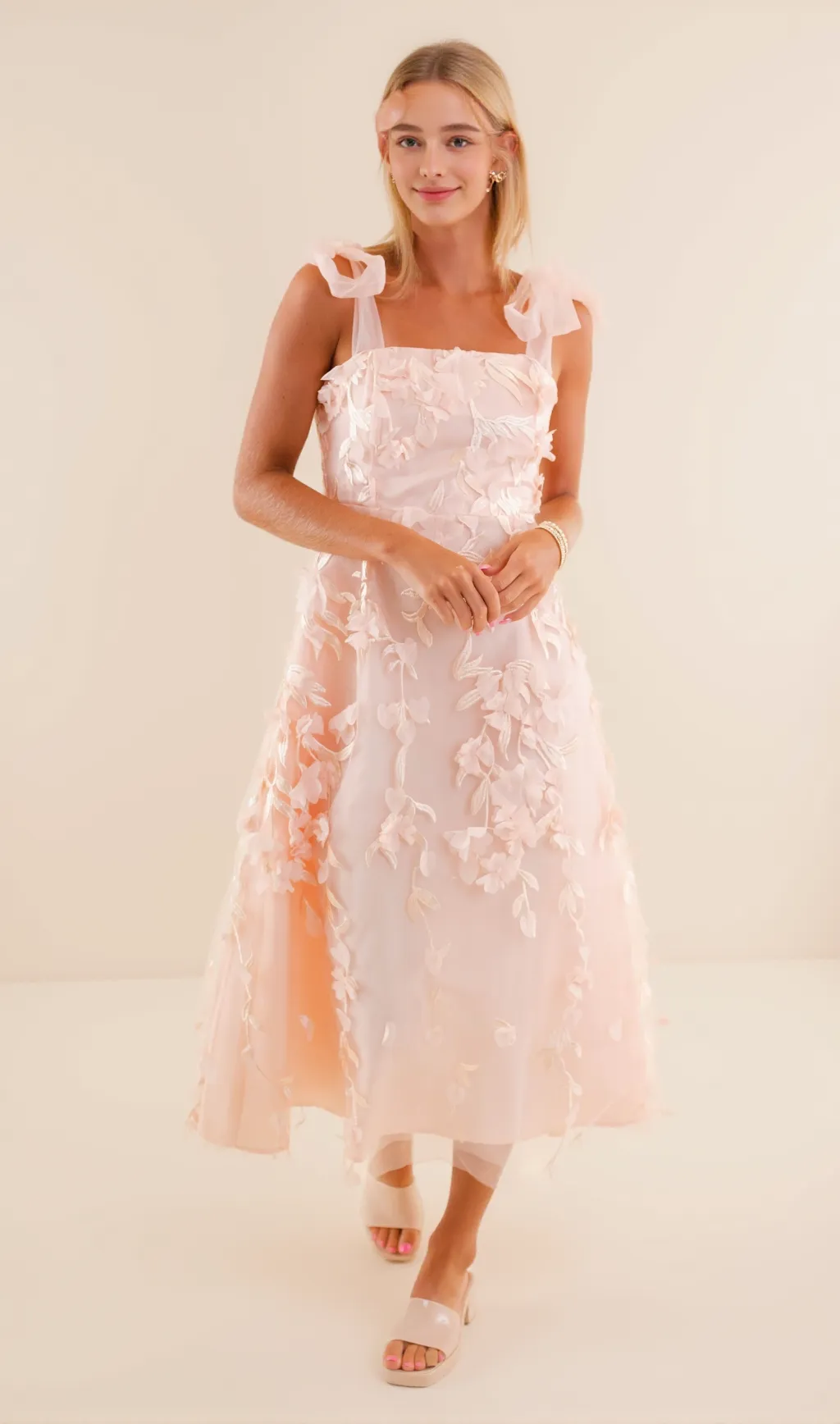 Absolute Elegance 3D Flower Midi Dress