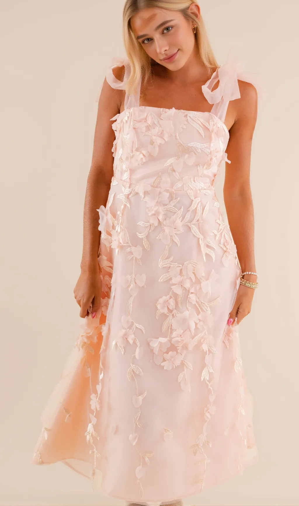 Absolute Elegance 3D Flower Midi Dress