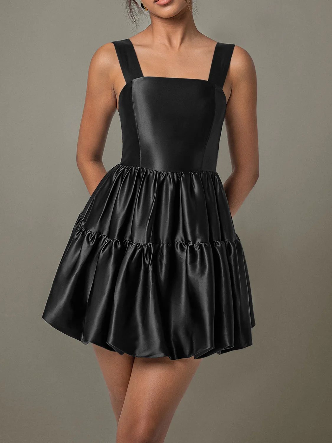 Adeline Ruched Square Neck Mini Dress