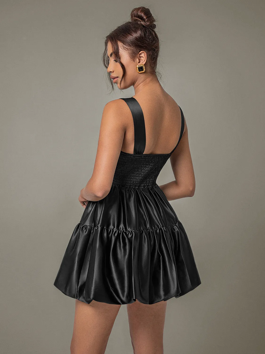 Adeline Ruched Square Neck Mini Dress