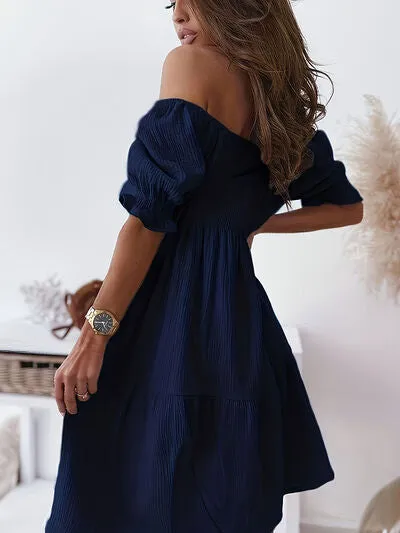 Adorable Ruffled Off-Shoulder Short Sleeve Dress (7 Colors)