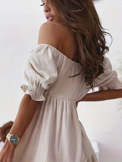 Adorable Ruffled Off-Shoulder Short Sleeve Dress (7 Colors)