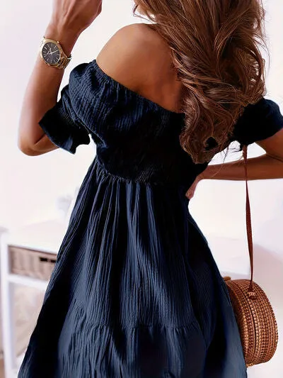 Adorable Ruffled Off-Shoulder Short Sleeve Dress (7 Colors)