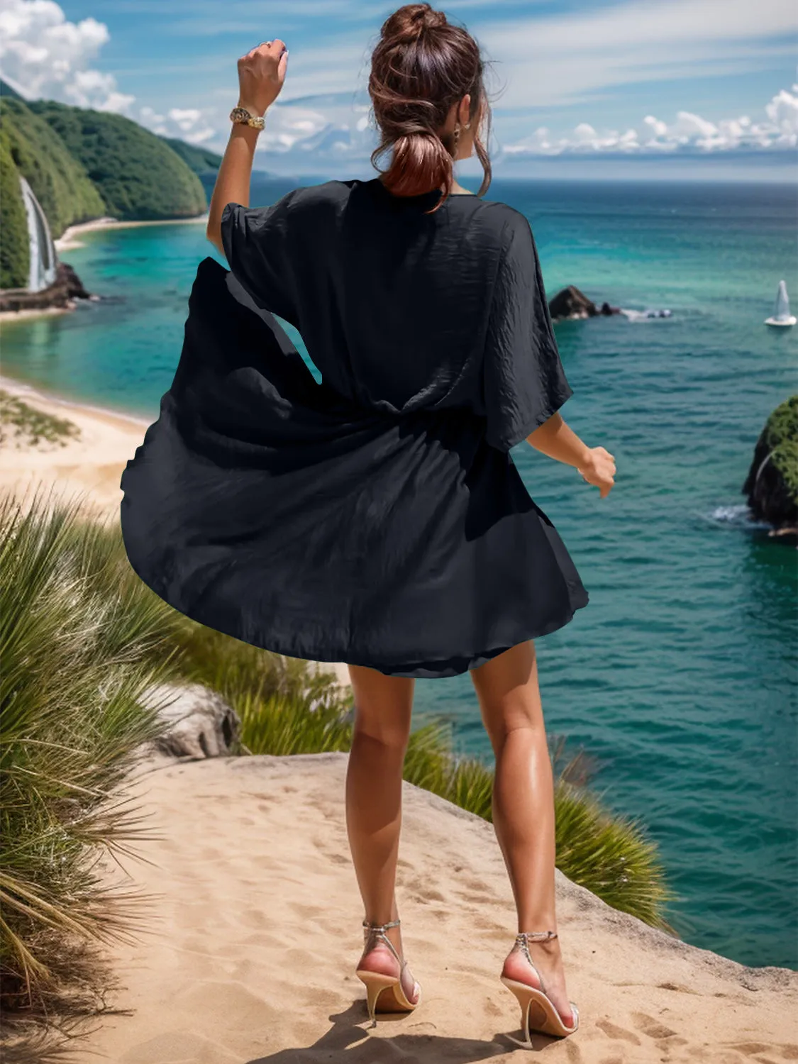 Adriana Surplice Half Sleeve Dress