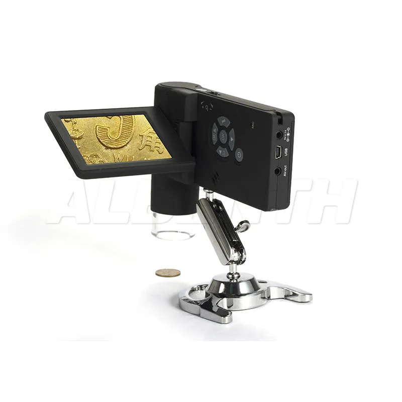 Albenth 100X-300X, 5.0MP Led Lighted Zoom Pocket Microscope Built-in Recharge Battery
