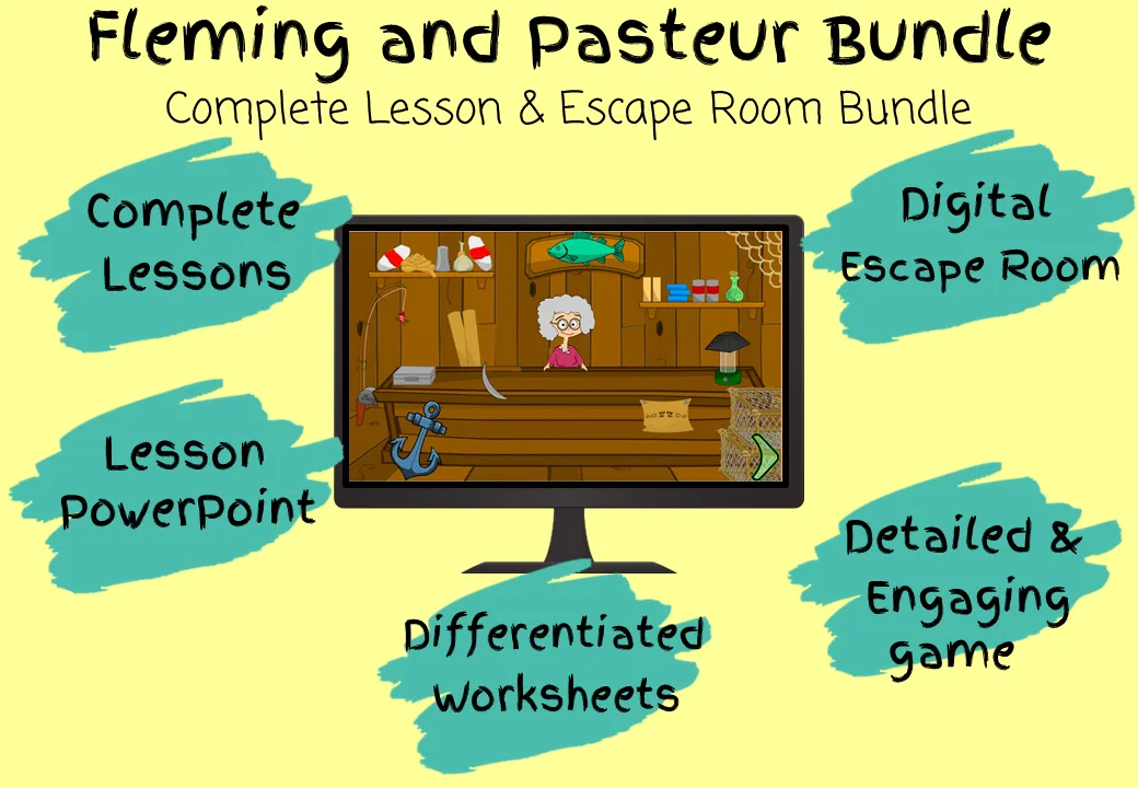 Alexander Fleming and Louis Pasteur Lesson and Escape Room Bundle