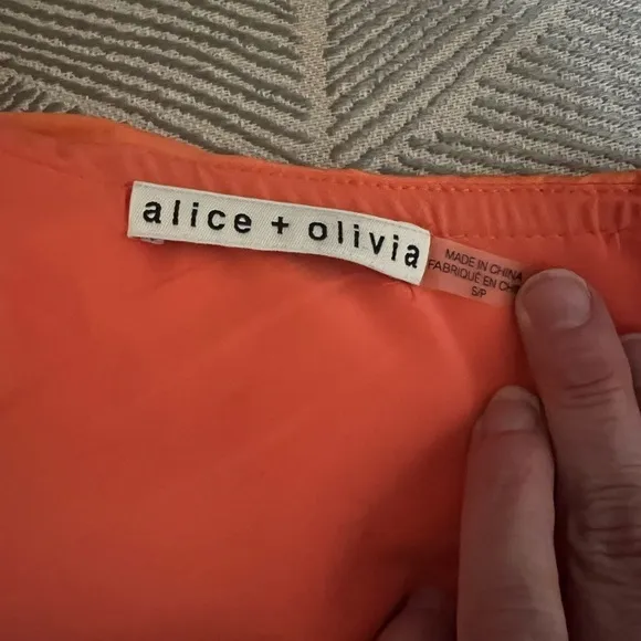 Alice &amp; Olivia Willie Tangerine Orange Ruffled One Shoulder Cotton Mini Dress