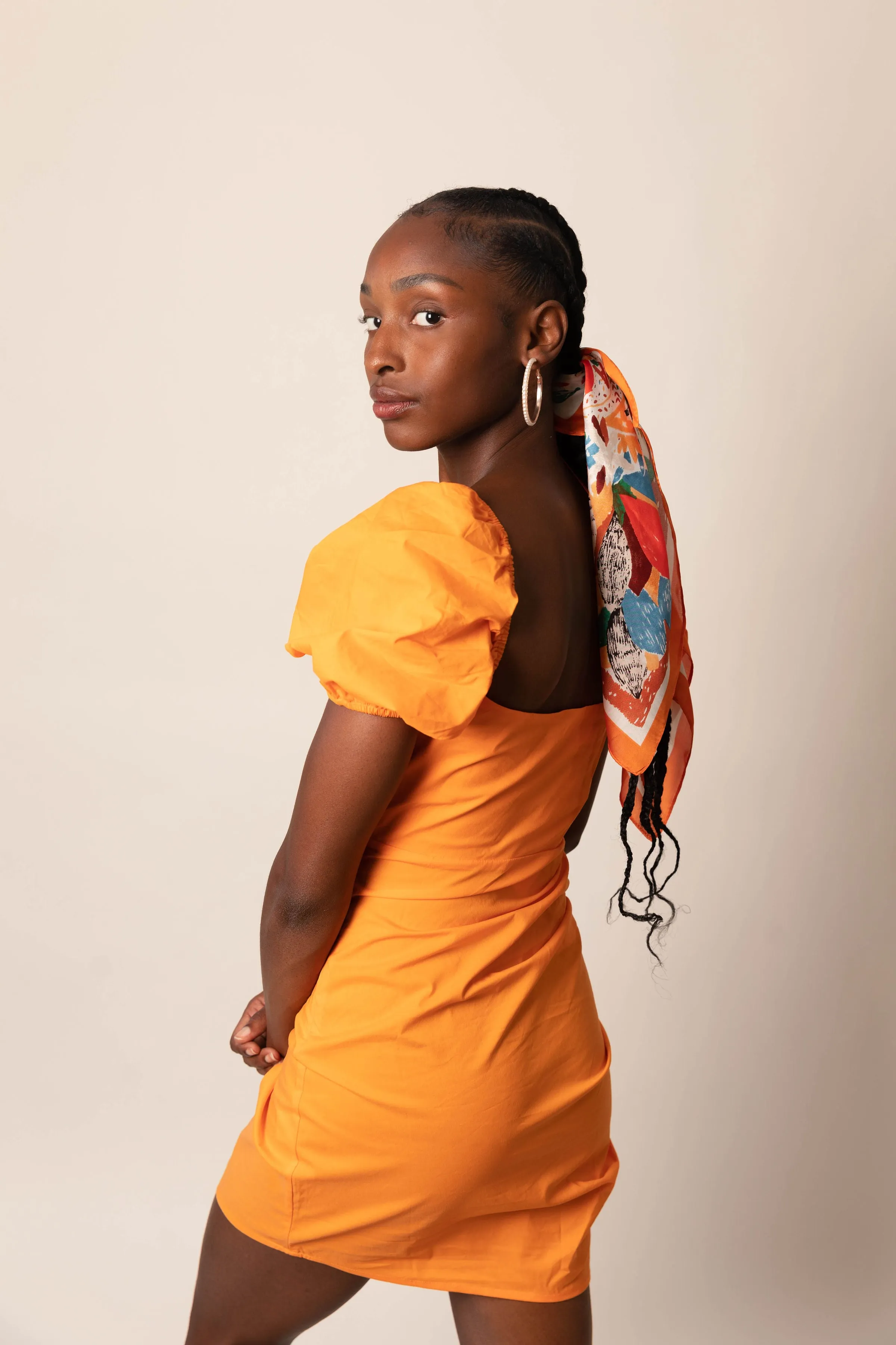 All My Tomorrows Tangerine Puff Sleeve Mini Dress