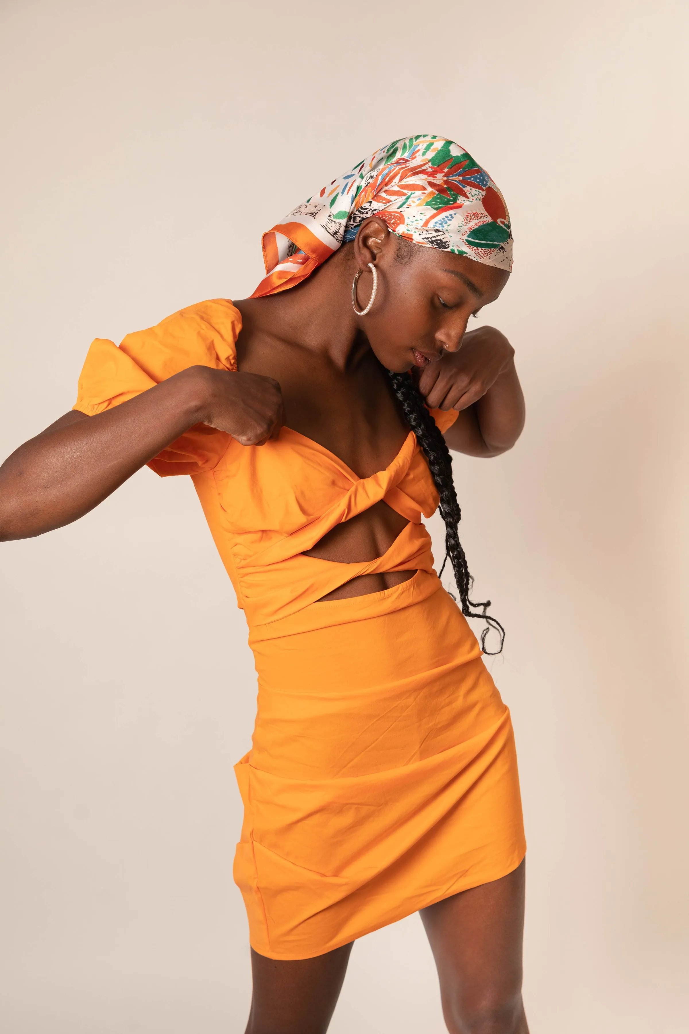 All My Tomorrows Tangerine Puff Sleeve Mini Dress
