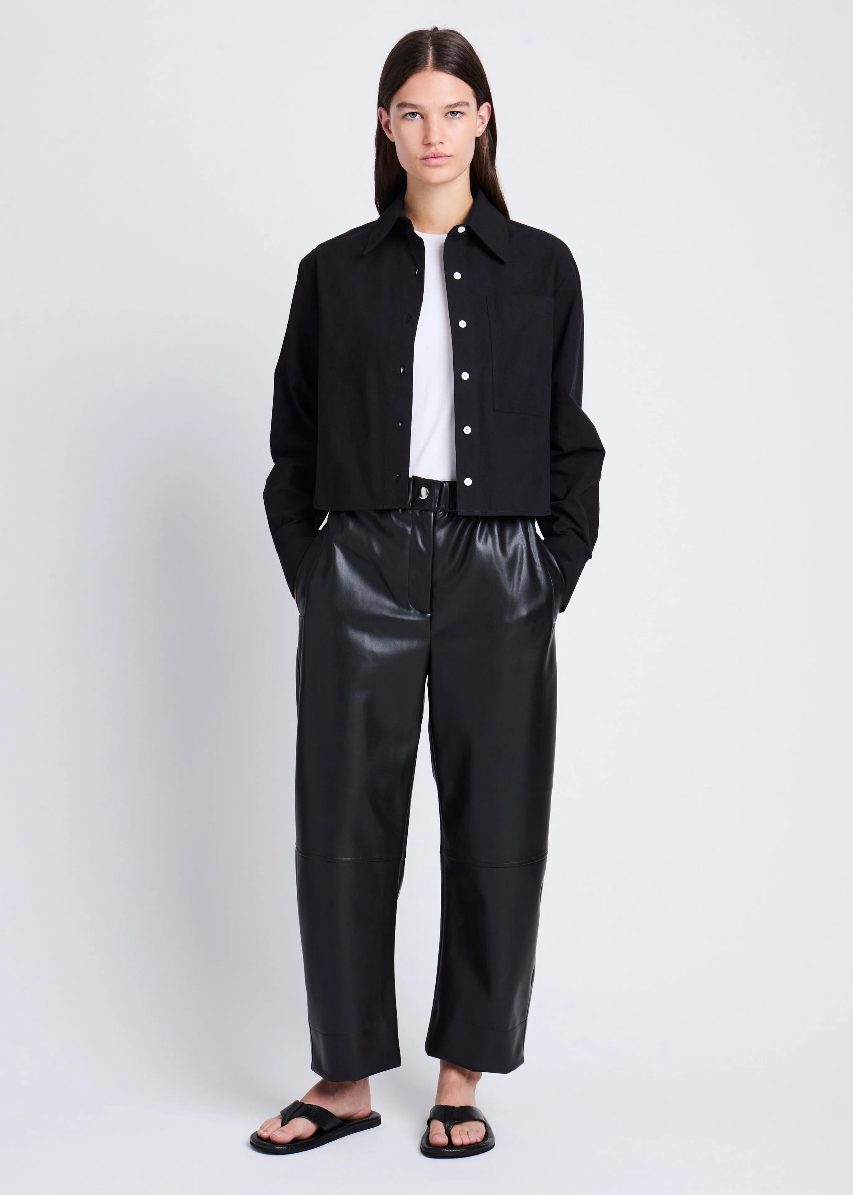 Alma Shirt in Peached Poplin (Black)