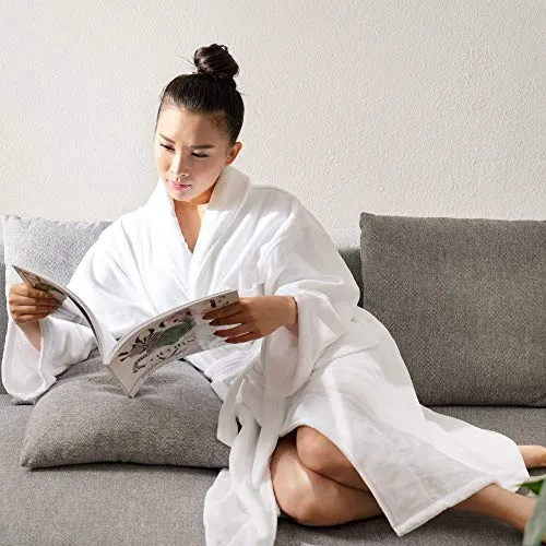 alpine swiss Blair Womens Cotton Terry Cloth Bathrobe Shawl Collar Velour Spa Robe,White,Small / Medium
