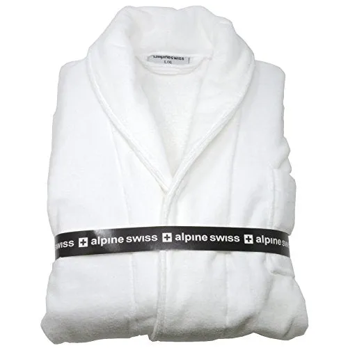 alpine swiss Blair Womens Cotton Terry Cloth Bathrobe Shawl Collar Velour Spa Robe,White,Small / Medium
