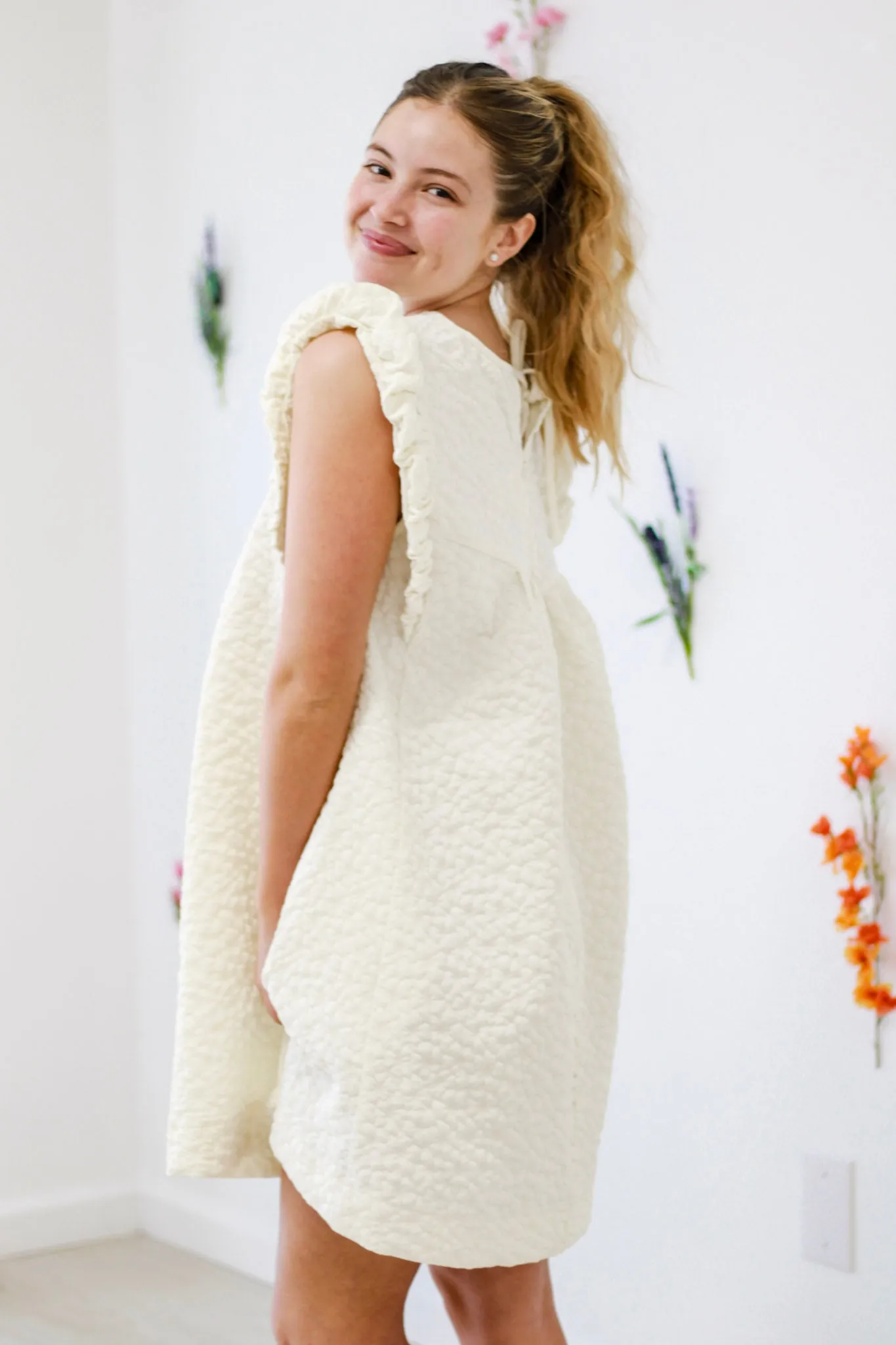 Always Yours Floral Dress in Ivory