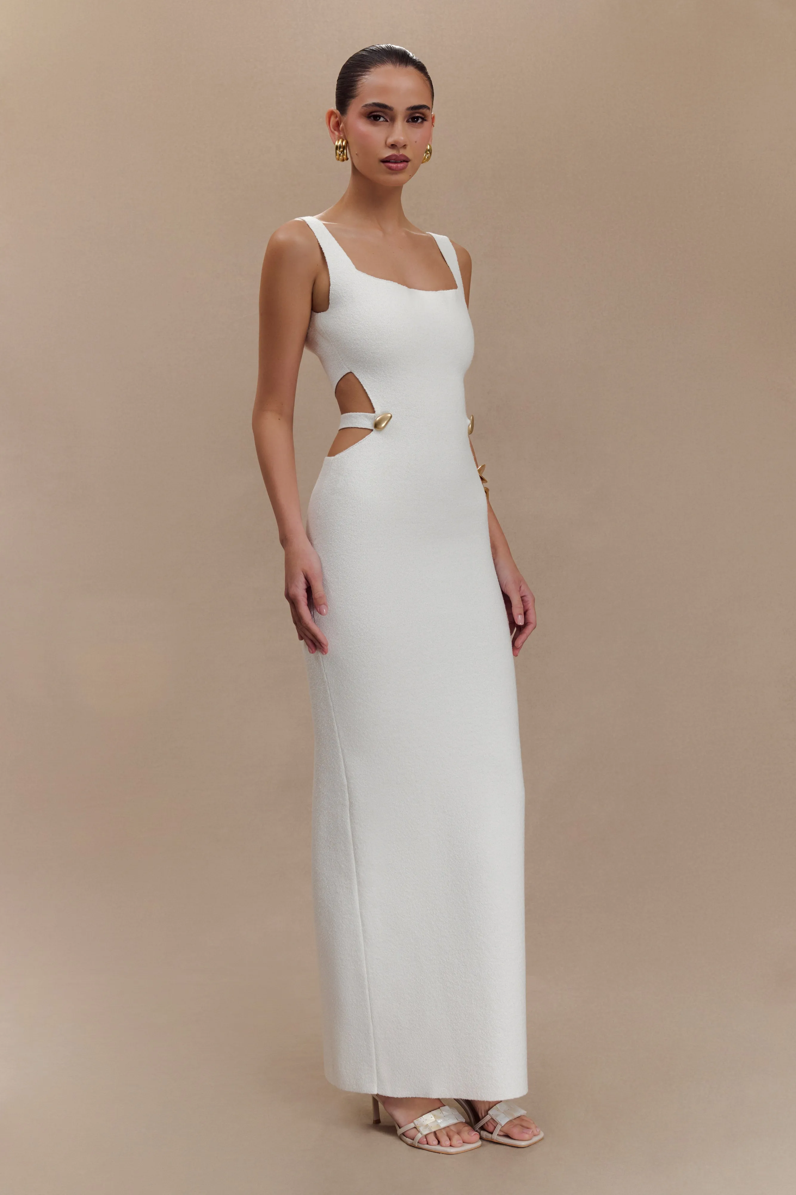 Alysanne Cut Out Knit Maxi Dress - White