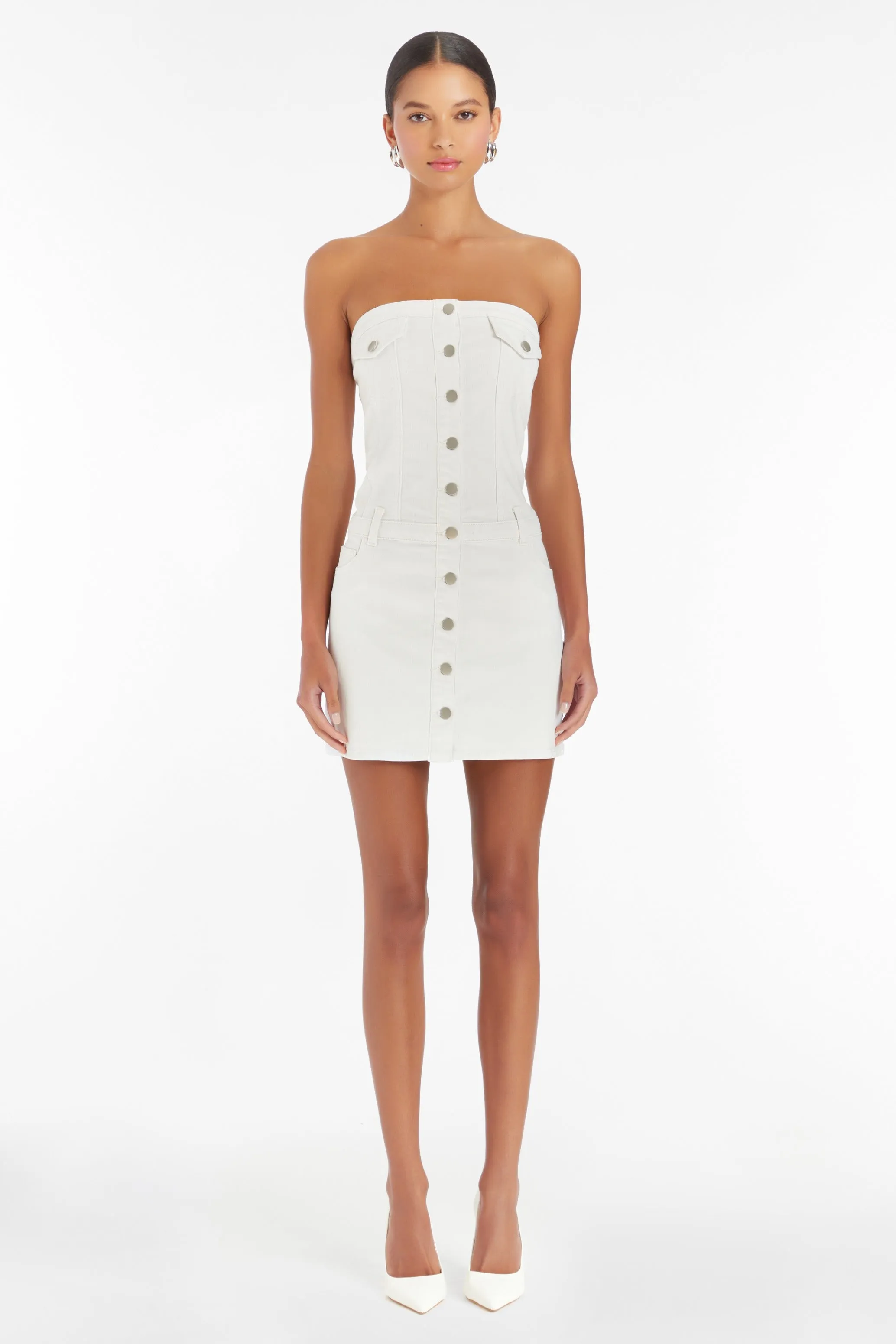 Amanda Uprichard- Teyana Dress In Denim White