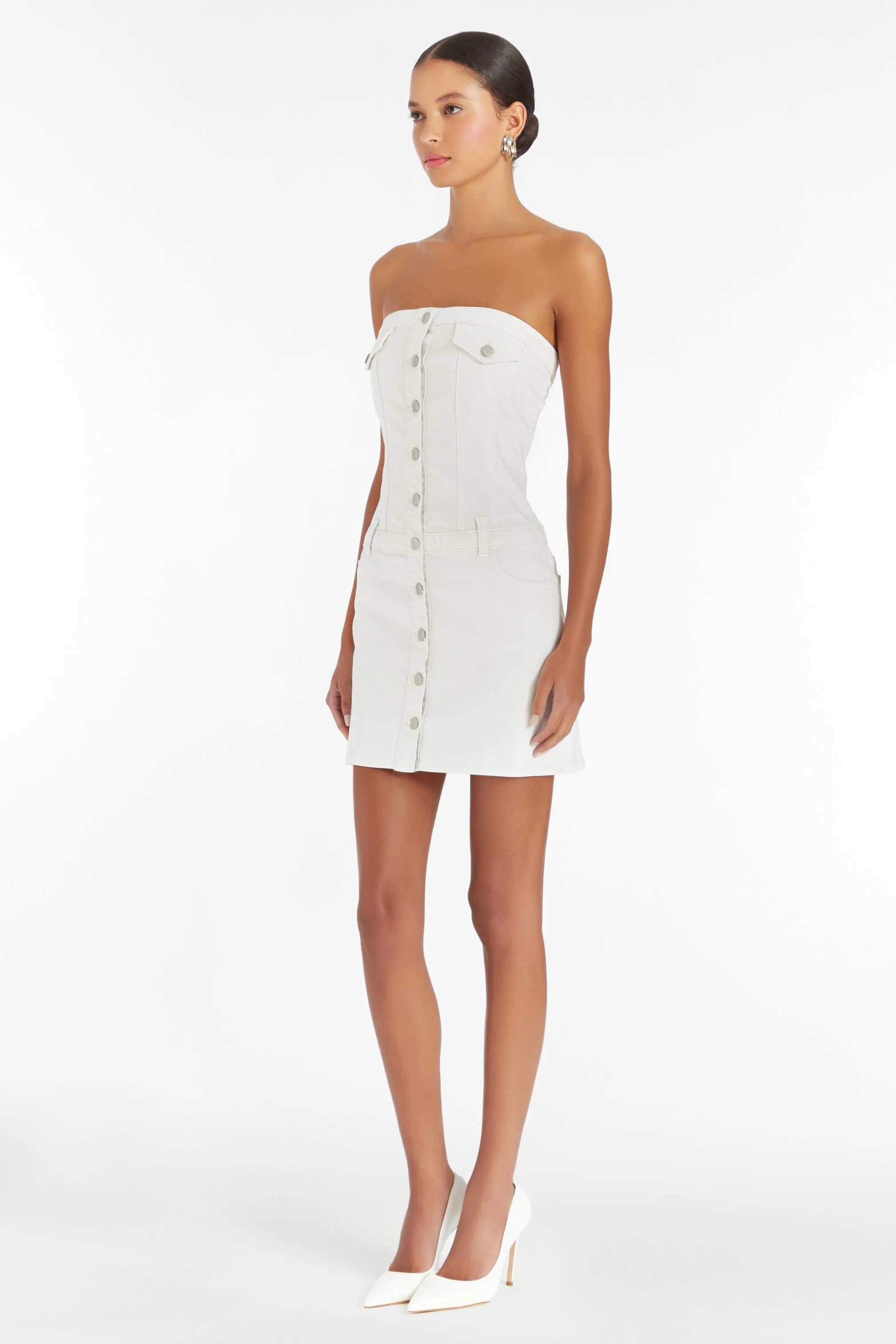 Amanda Uprichard- Teyana Dress In Denim White