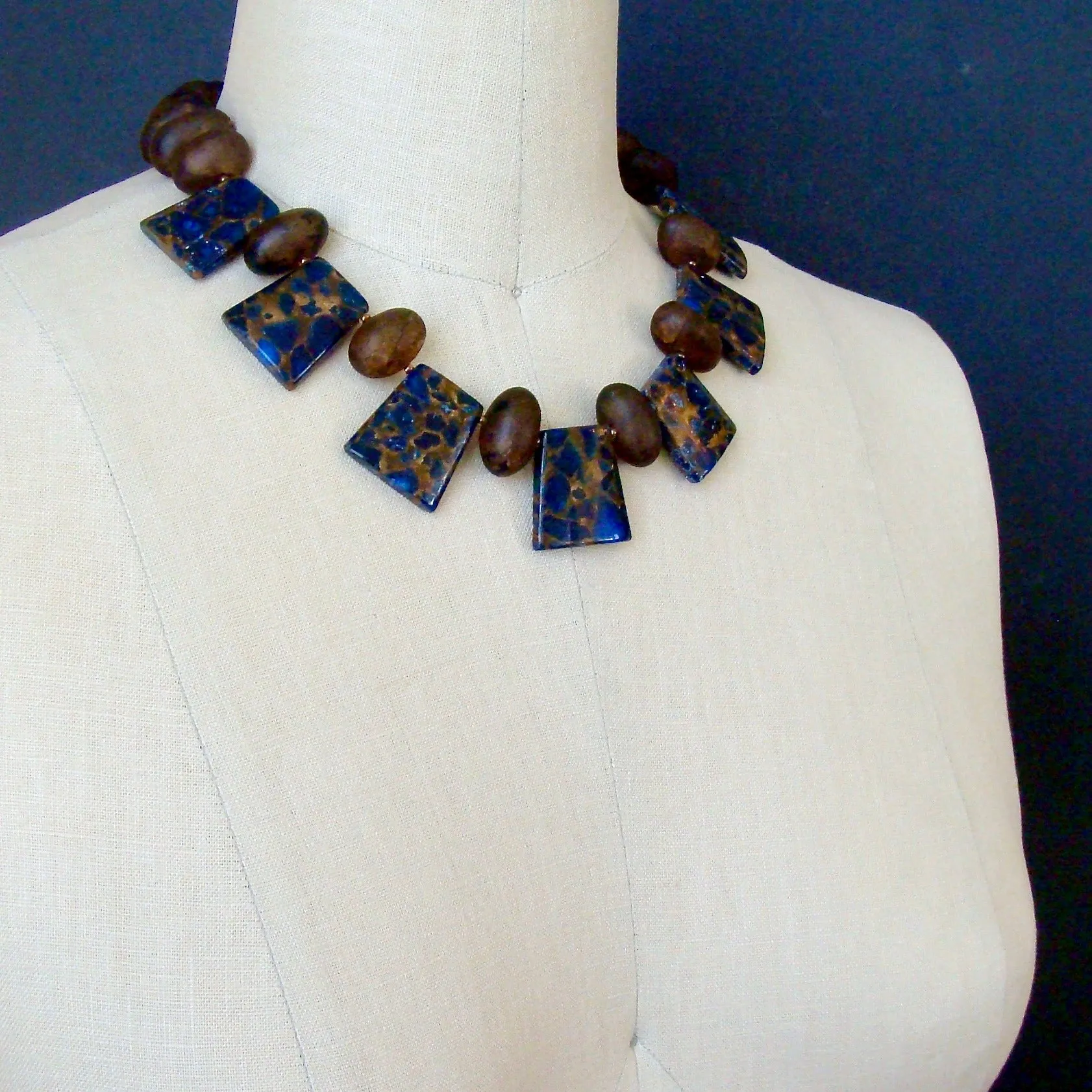 Amber Quartz Trapezoidal Leopard Quartz Compo Necklace - Lydia Necklace