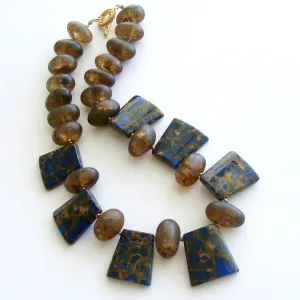 Amber Quartz Trapezoidal Leopard Quartz Compo Necklace - Lydia Necklace