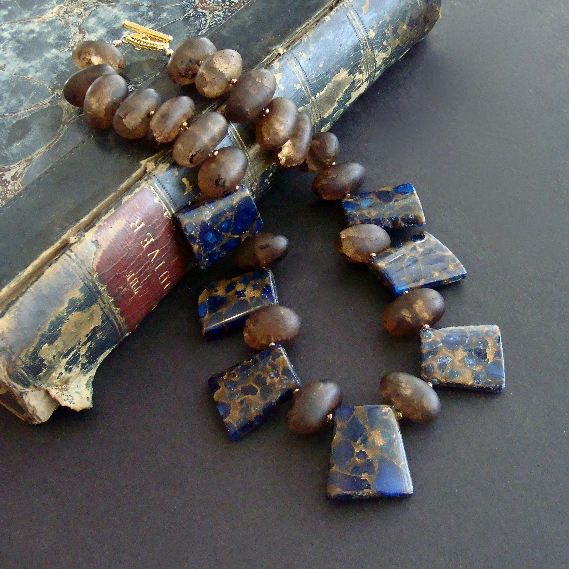 Amber Quartz Trapezoidal Leopard Quartz Compo Necklace - Lydia Necklace