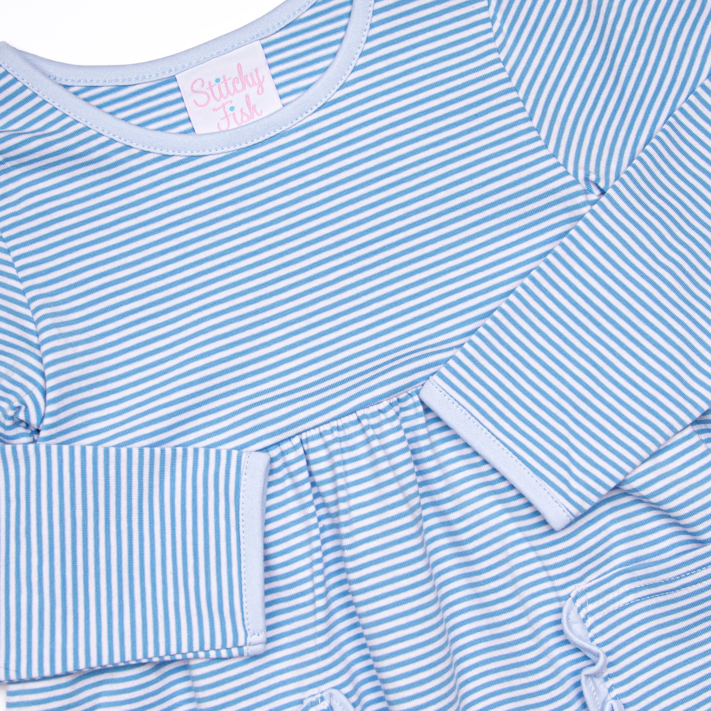 Amelia Dress, Medium Blue Stripe