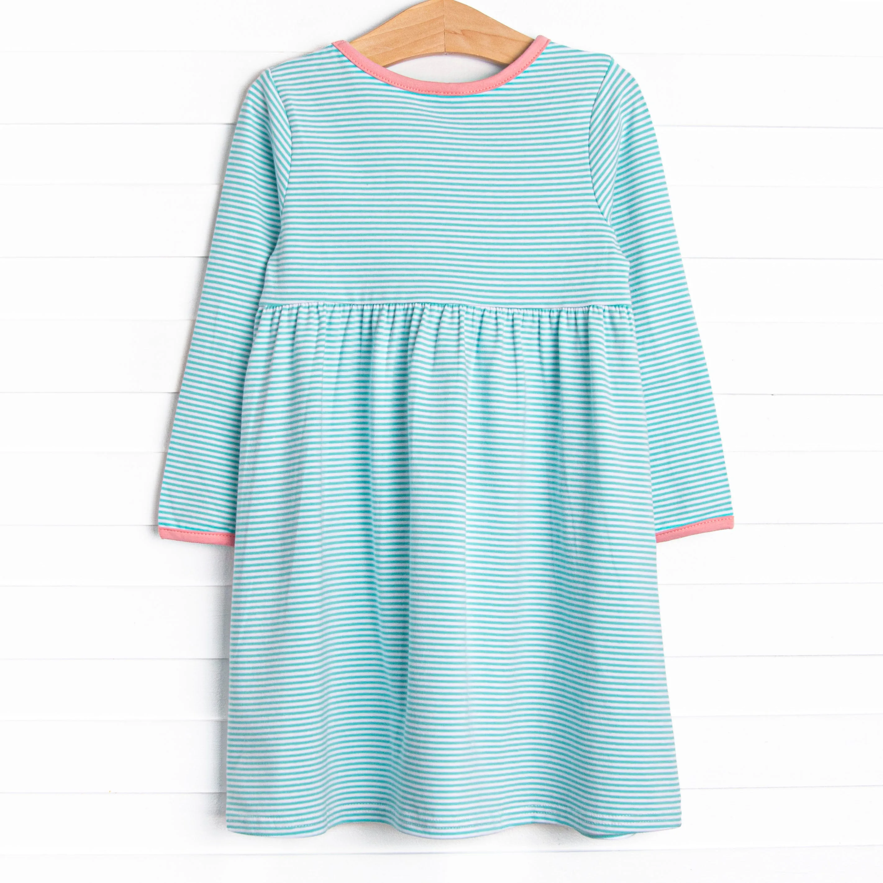 Amelia Dress, Pink and Mint Stripe