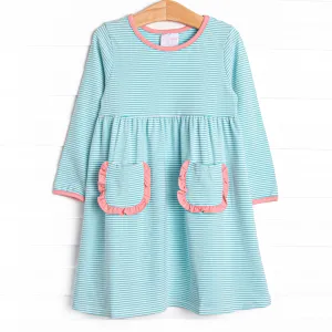 Amelia Dress, Pink and Mint Stripe