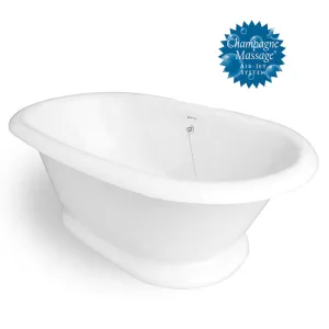 American Bath Factory Champagne Heritage 72" White AcraStone Tub & Drain , 7" Faucet Holes