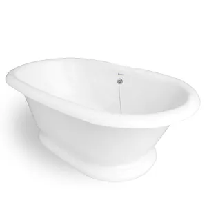 American Bath Factory Heritage 72" White AcraStone Tub & Drain, 7" Faucet Holes