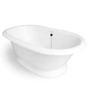American Bath Factory Heritage 72" White AcraStone Tub & Drain, 7" Faucet Holes