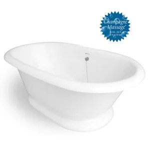 American Bath Factory Heritage 72" White AcraStone Tub & Drain, No Faucet Holes