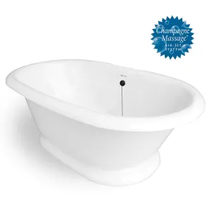 American Bath Factory Heritage 72" White AcraStone Tub & Drain, No Faucet Holes