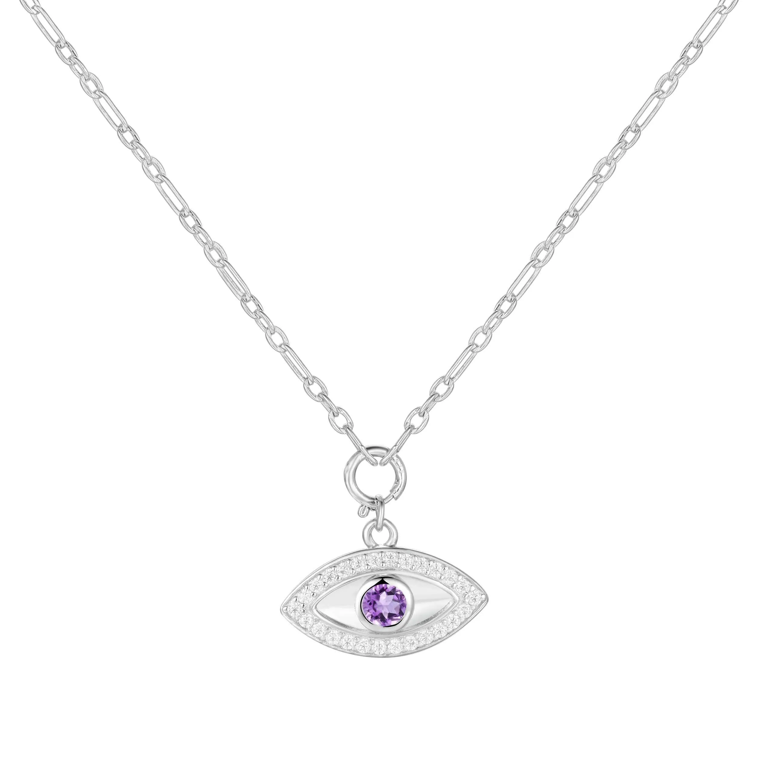 Amethyst Evil Eye Necklace