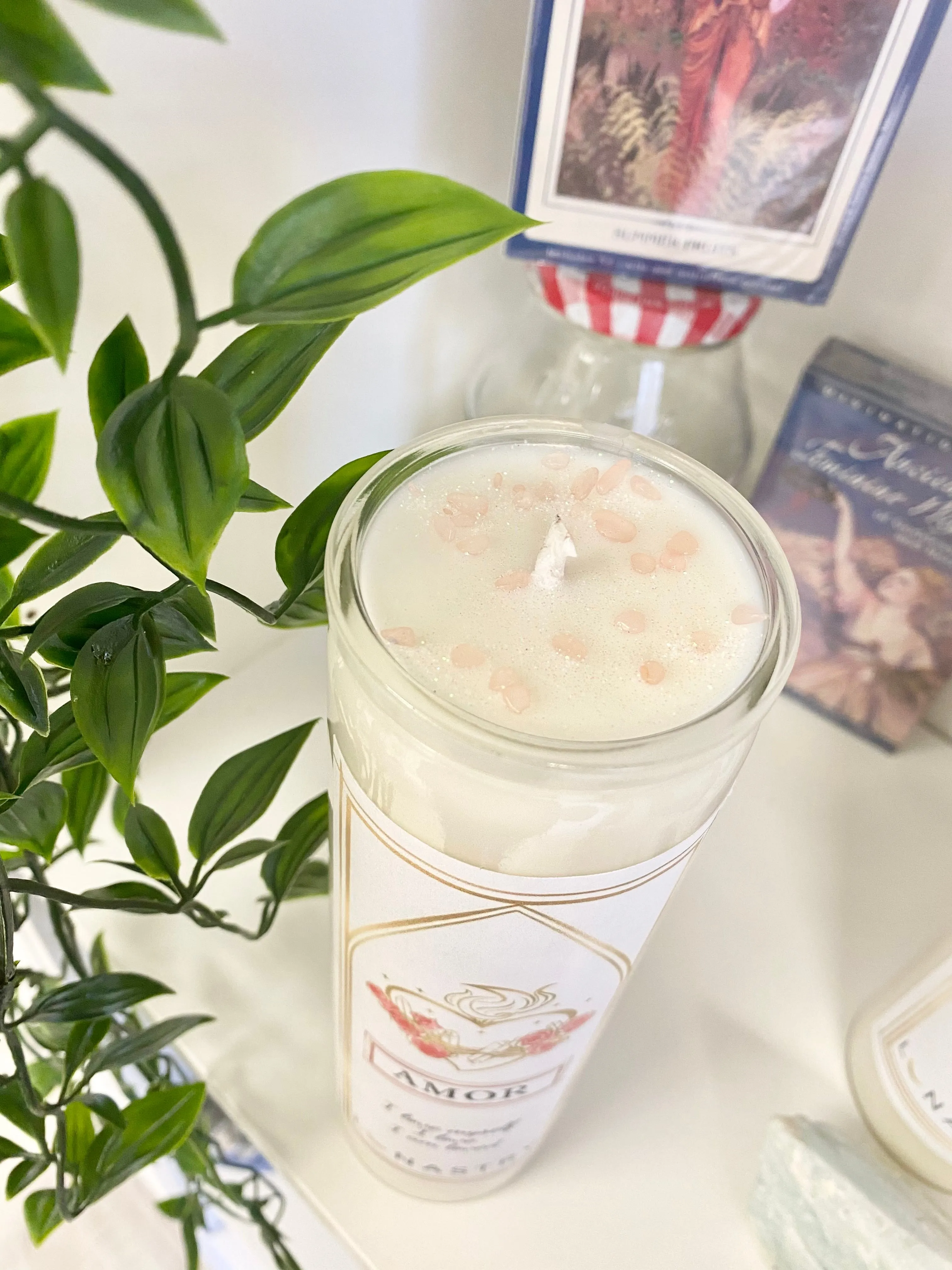Amor Prayer Candle with hidden gem , Love candle