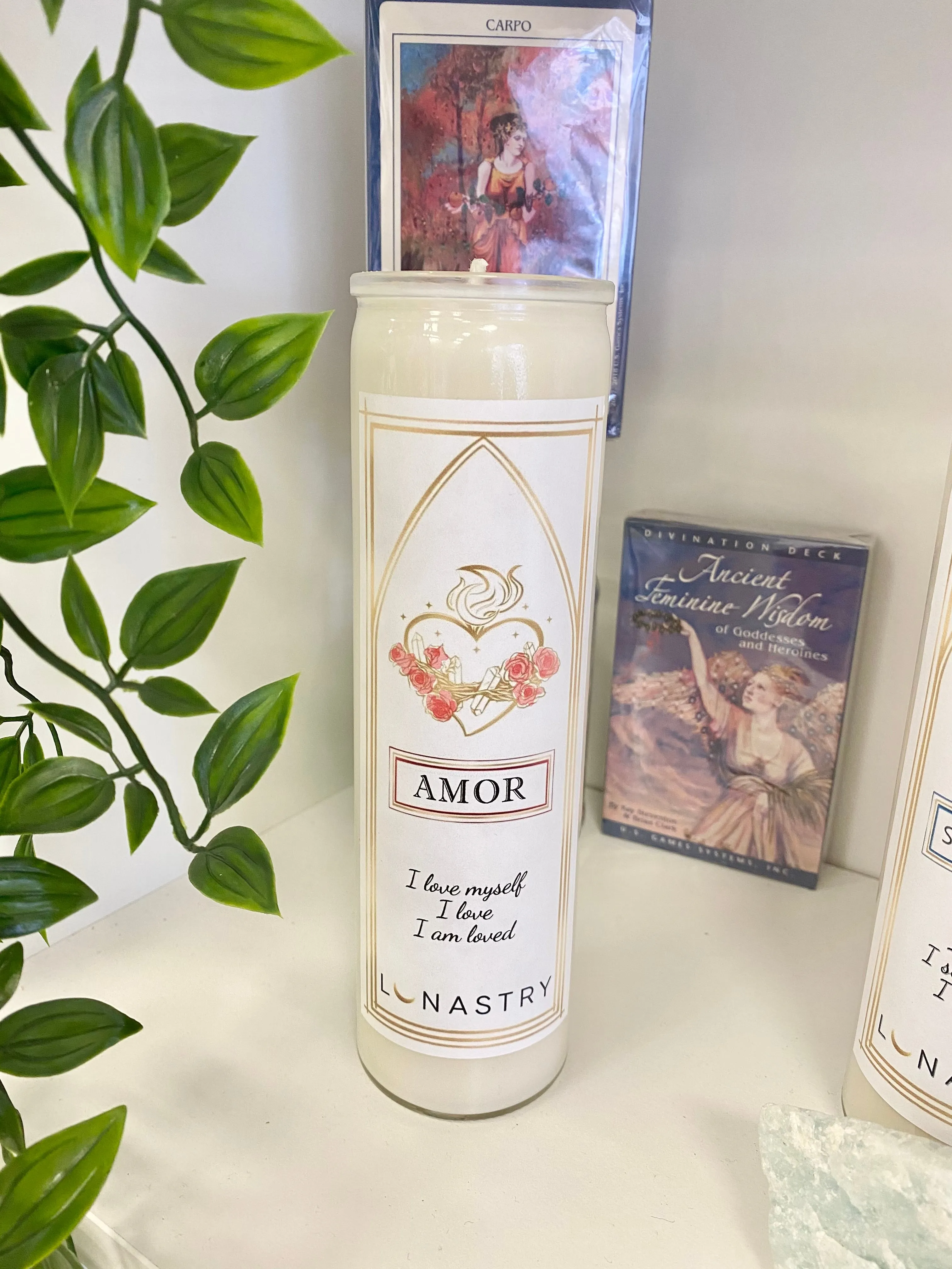 Amor Prayer Candle with hidden gem , Love candle