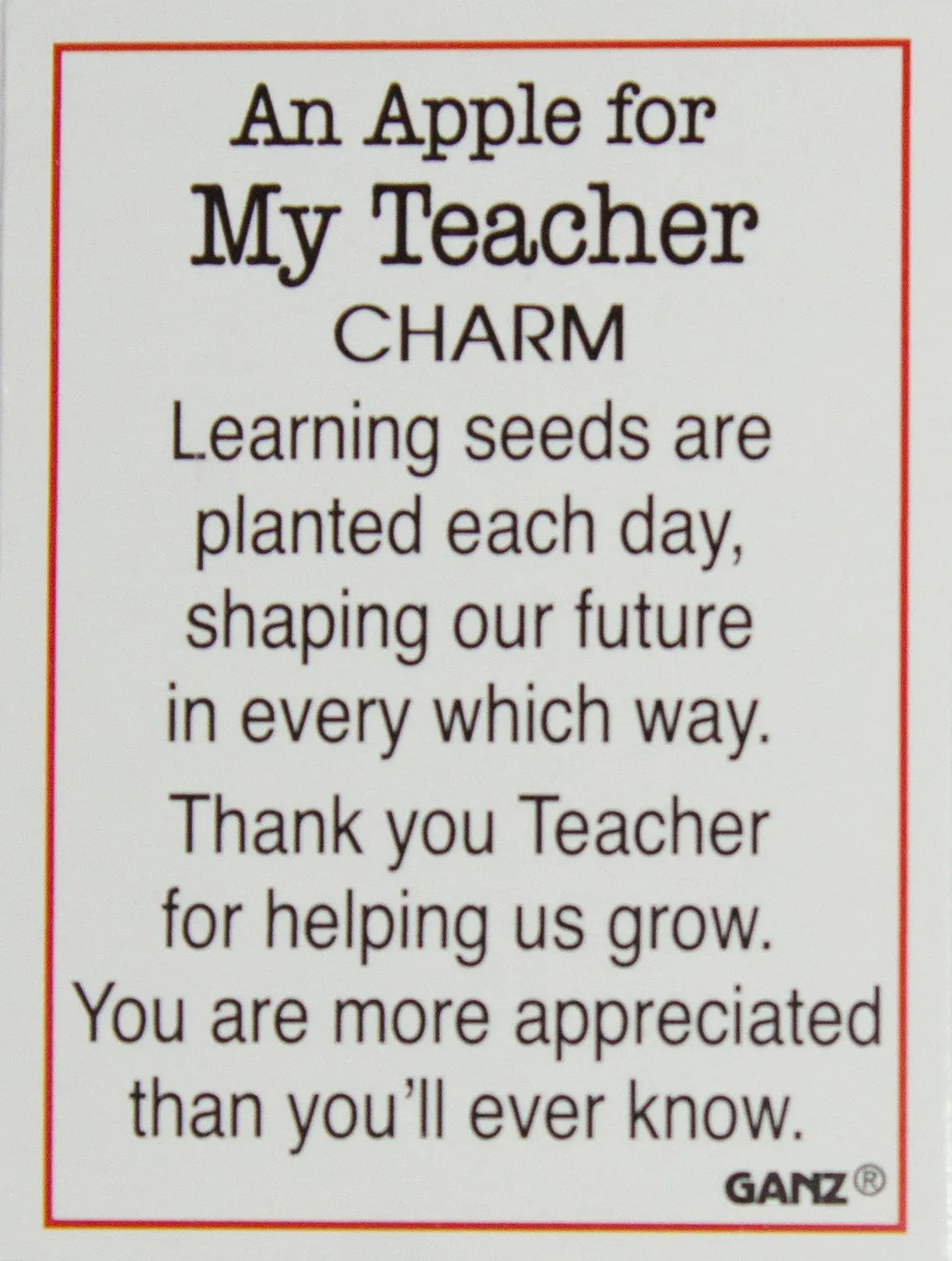 An Apple For My Teacher Miniature Glass Apple Pocket Charm