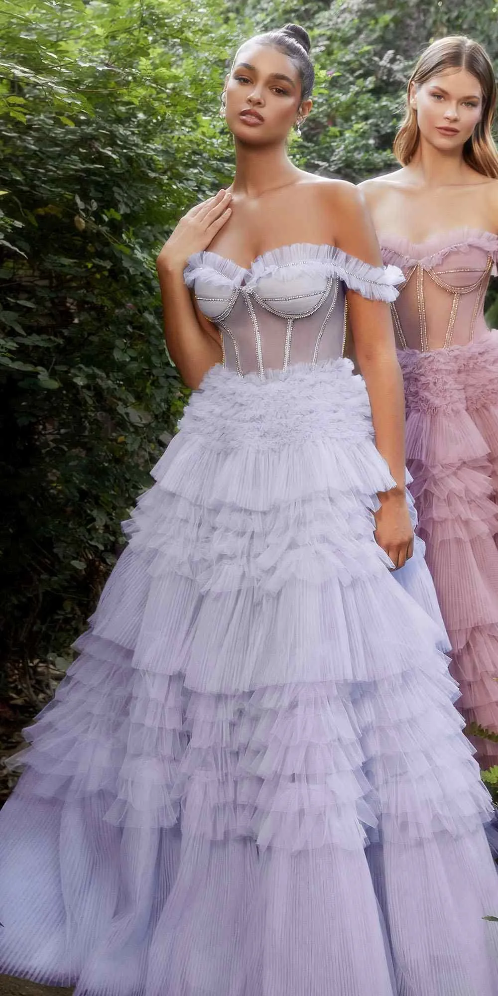Andrea & Leo A1150 Rhinestone Corset Ruffle A-Line Gown