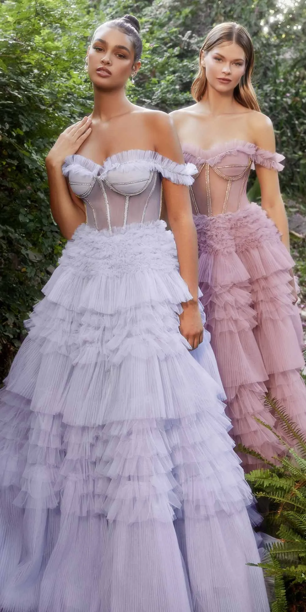 Andrea & Leo A1150 Rhinestone Corset Ruffle A-Line Gown