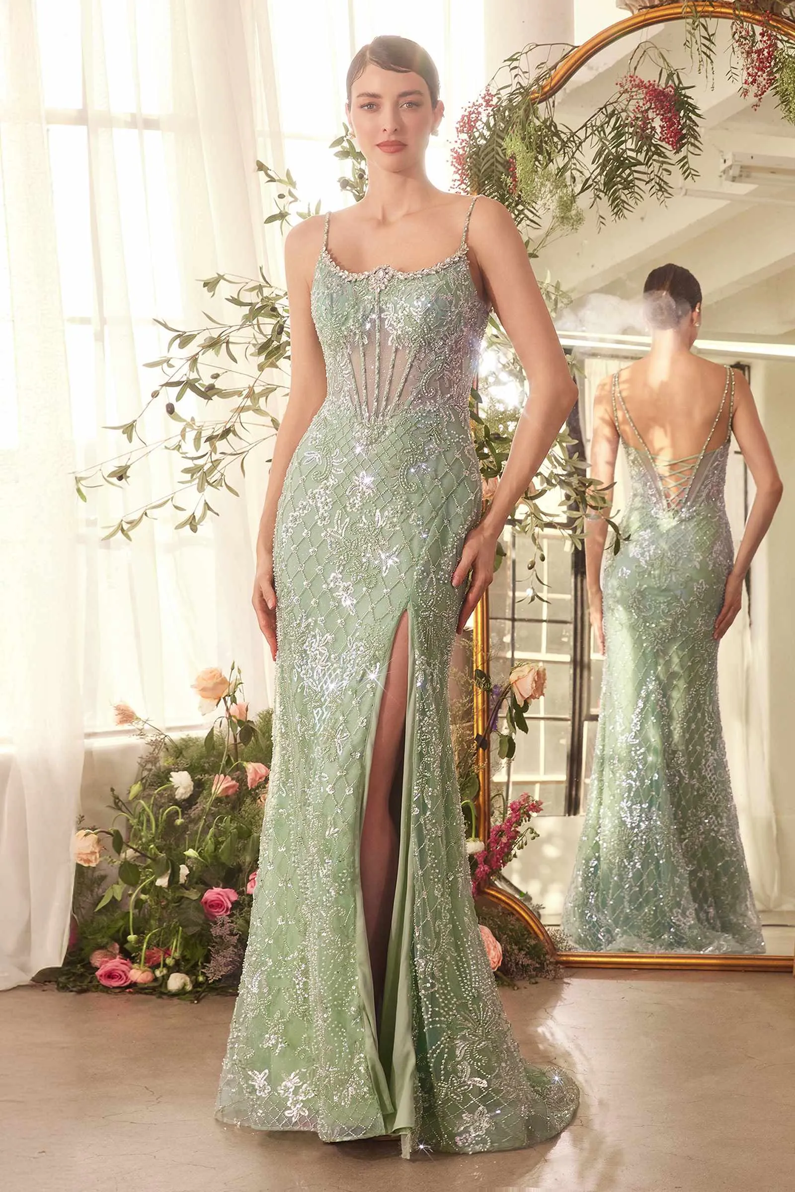 Andrea & Leo A1470 Dress Crystal Neckline Beaded Gown