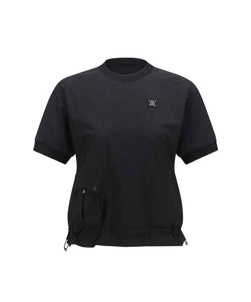ANEW Golf Women's Wooven Block Mock Neck T-Shirt - Black