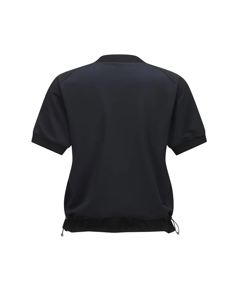 ANEW Golf Women's Wooven Block Mock Neck T-Shirt - Black