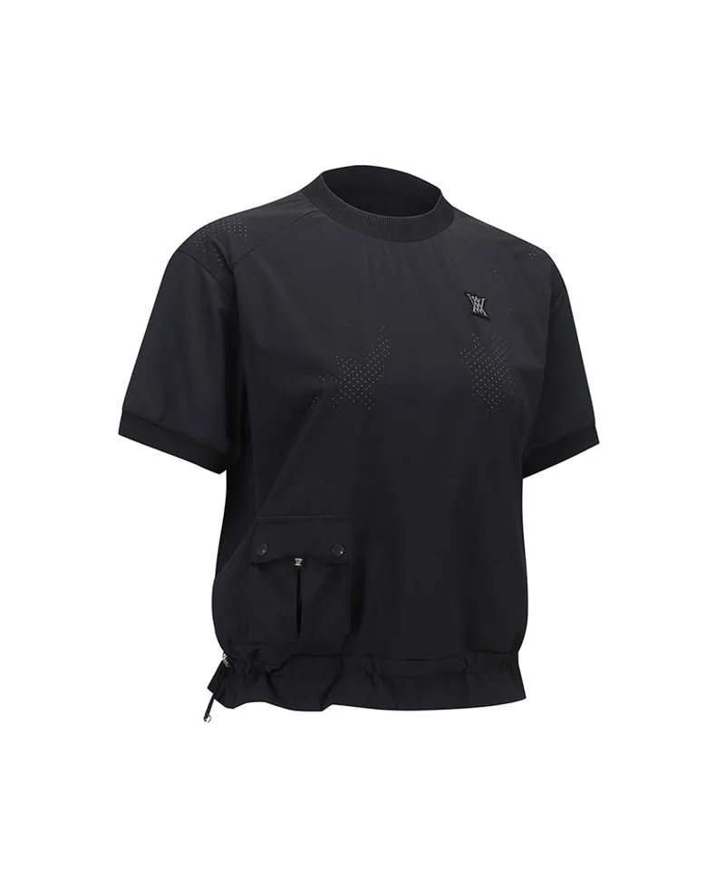 ANEW Golf Women's Wooven Block Mock Neck T-Shirt - Black