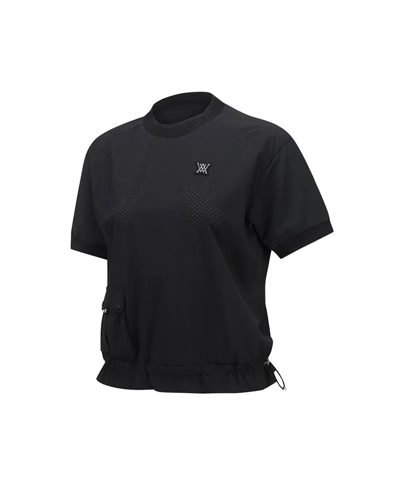 ANEW Golf Women's Wooven Block Mock Neck T-Shirt - Black