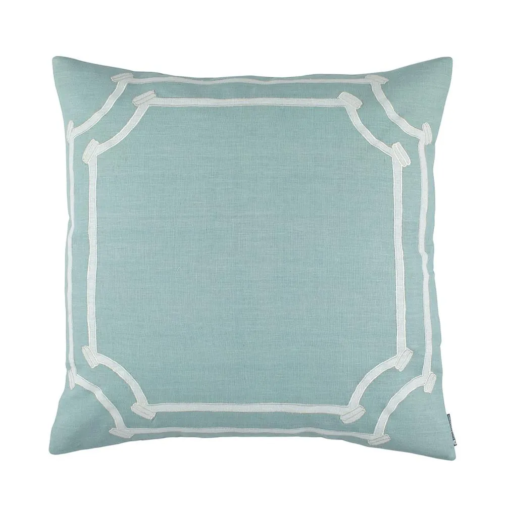Angie Euro Pillow Spa Linen / White Linen Appliqué 28X28 (Insert Included)