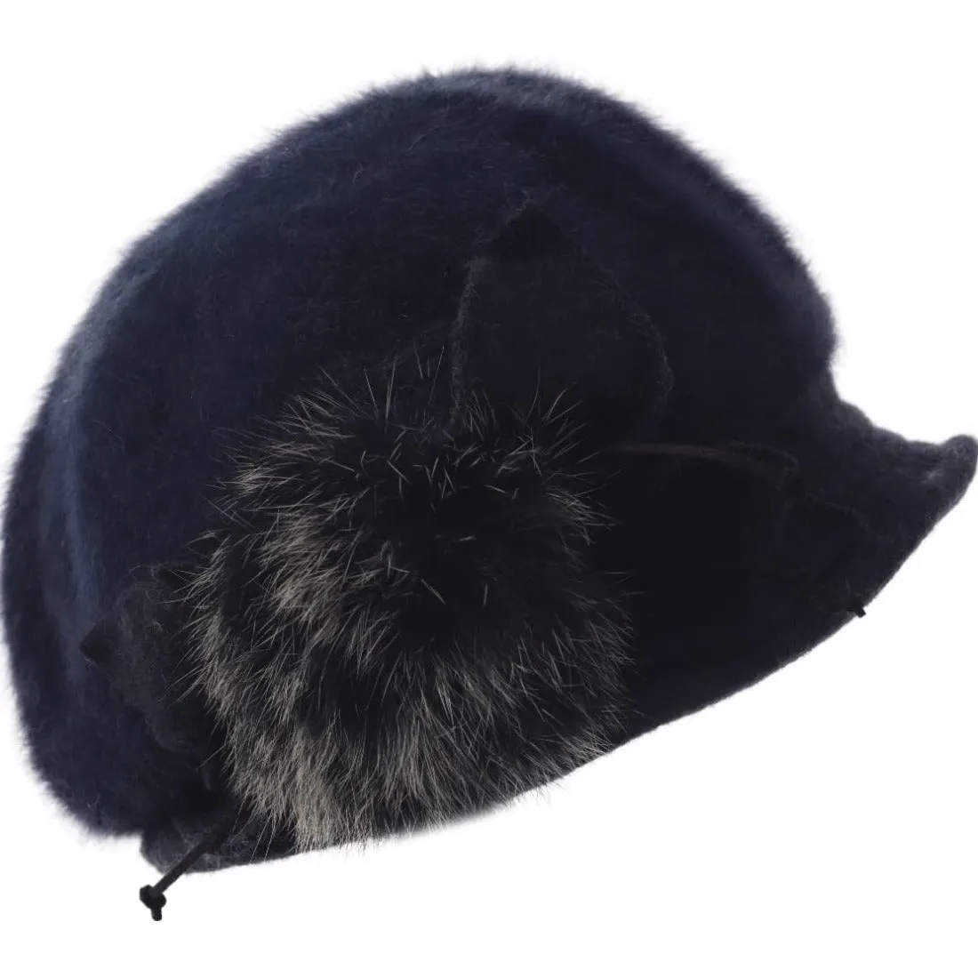 Angola Wool Winter Beret Hat with Bill