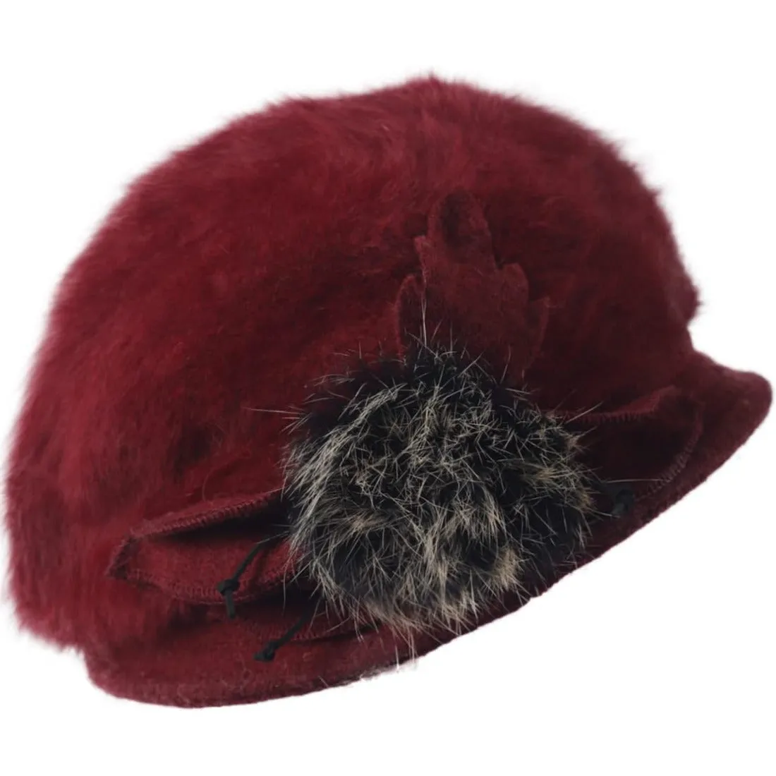 Angola Wool Winter Beret Hat with Bill