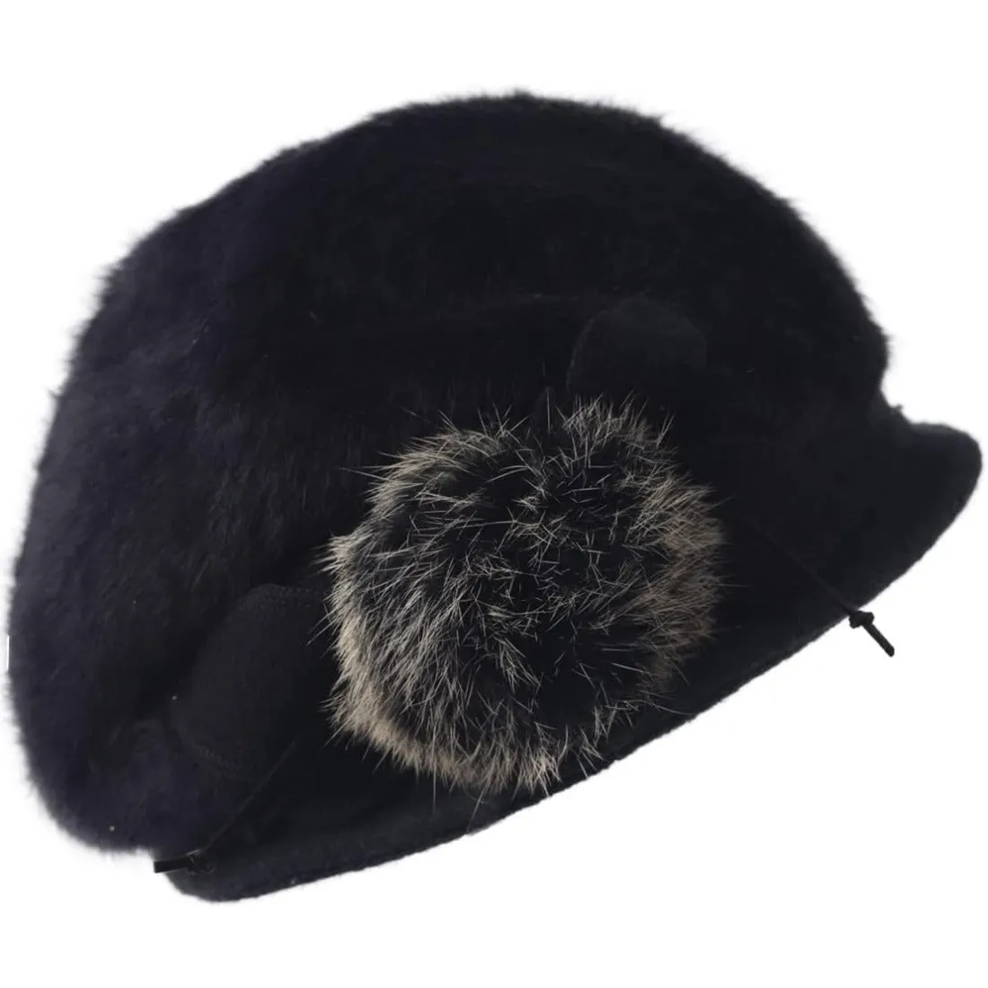 Angola Wool Winter Beret Hat with Bill